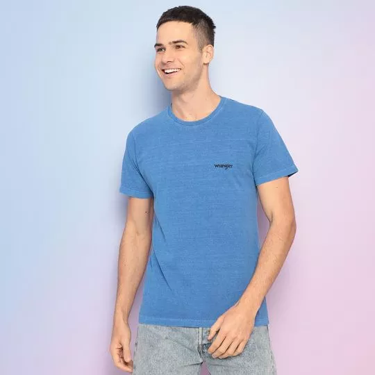 Camiseta Estonada Wrangler®- Azul & Preta-  Wrangler
