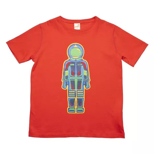 Camiseta Robô Astronauta- Vermelha & Azul Marinho