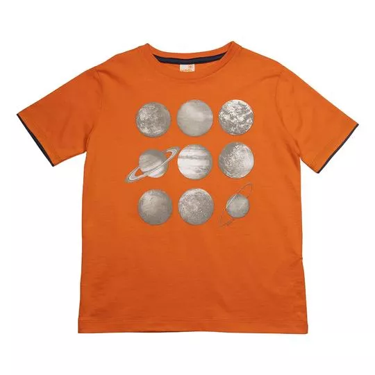 Camiseta Planetas- Laranja & Taupe