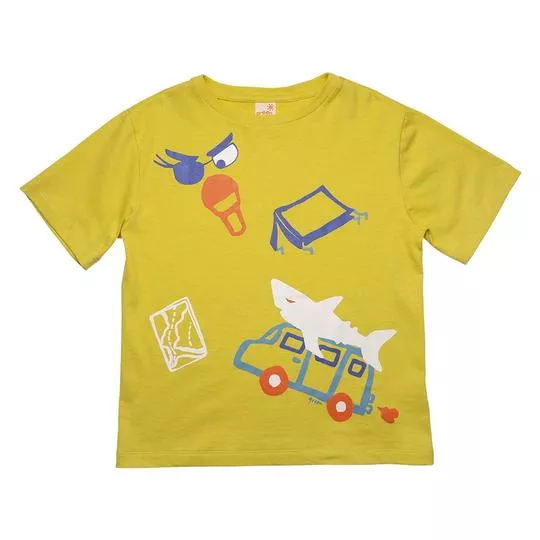 Camiseta Camping- Amarela & Azul