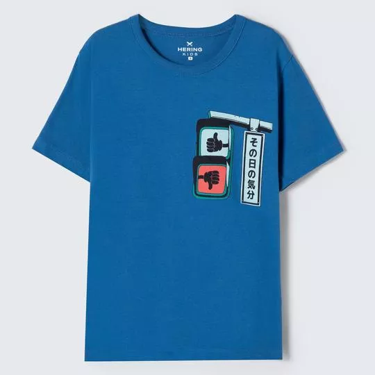 Camiseta Abstrata- Azul Escuro & Preta