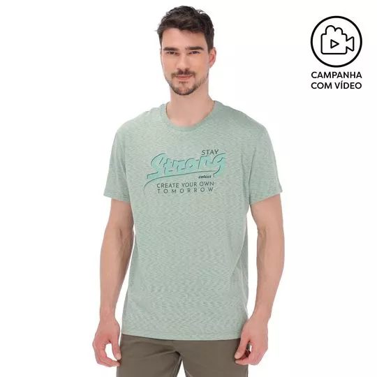 Camiseta Com Inscrições- Verde Claro- Colcci