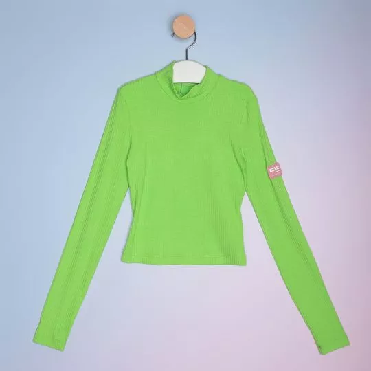 Blusa Canelada- Verde Limão- Colcci