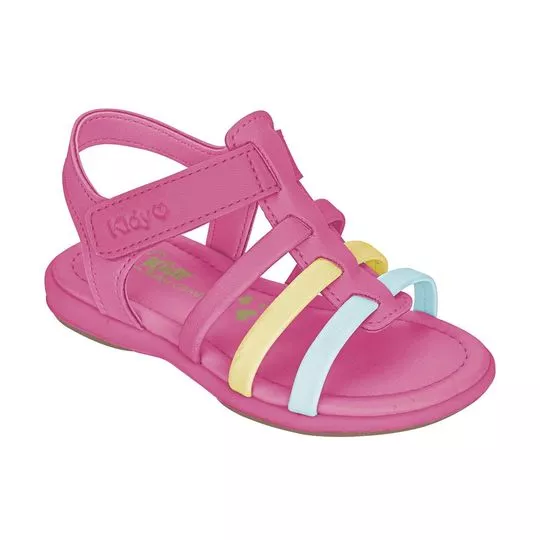 Sandália Com Tiras- Pink & Azul Claro- Kidy