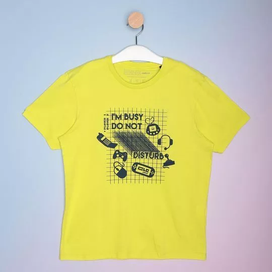 Camiseta Abstrata- Amarela- Colcci