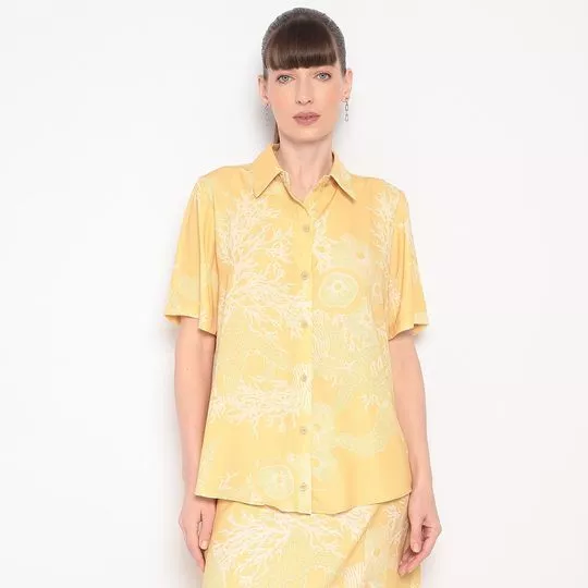 Camisa Corais- Amarela & Off White- MARIA VALENTINA