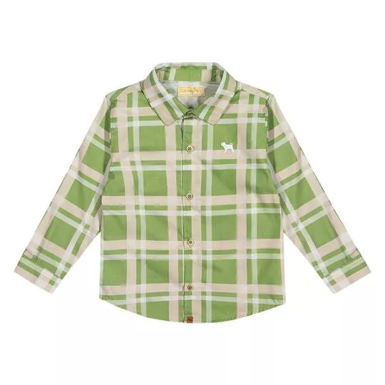 Camisa Xadrez- Bege Claro & Verde- Charpey