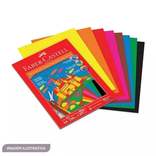 Bloco De Papéis Colorset Coloridos- 8 Cores- 32 Folhas- Faber Castell