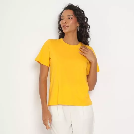 Camiseta Com Inscrições- Amarela- Forum