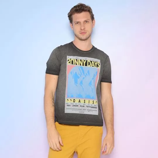 Camiseta Abstrata- Preta & Amarela- Guess