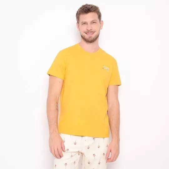Camiseta Vibes- Amarela & Amarelo Claro- Colcci