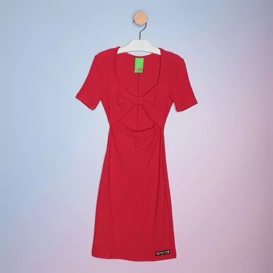 Vestido Com Recortes- Vermelho- Colcci