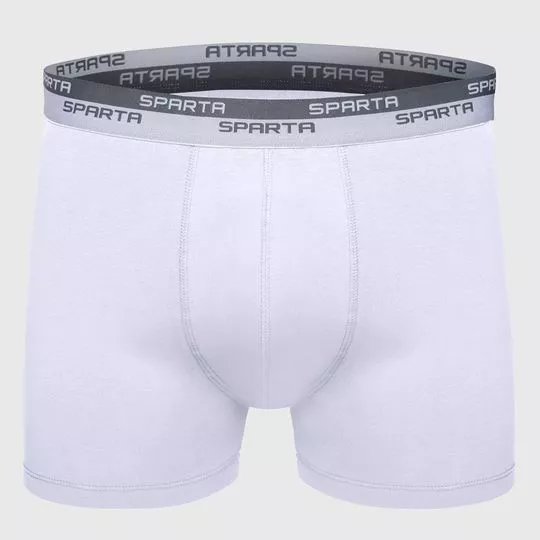 Cueca Boxer Com Recortes- Branca & Cinza- Sparta Underwear
