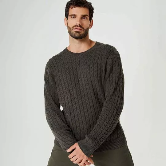 Suéter Em Tricô- Cinza Escuro- HERING