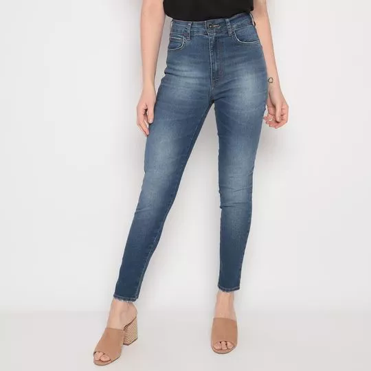 Calça Jeans Bruna® Com Bolsos- Azul Marinho- Colcci
