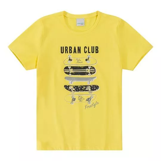 Camiseta Juvenil Com Inscrições- Amarela & Preta- Malwee