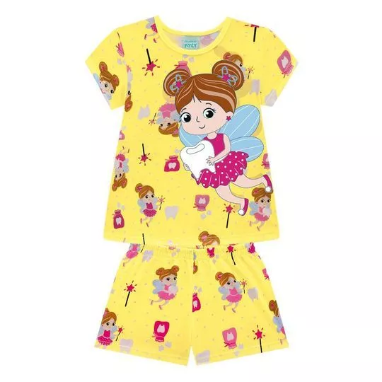 Pijama Fadas- Amarelo & Rosa Escuro- Kyly
