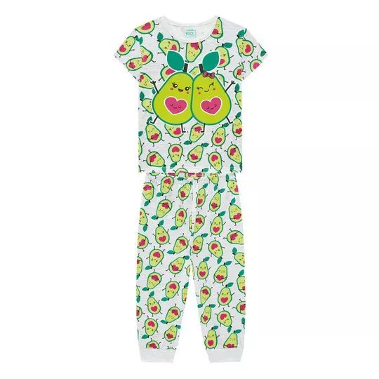 Pijama Abacate- Cinza Claro & Verde Claro- Kyly