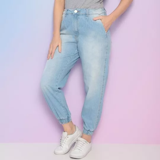 Calça Jeans Jogger Estonada- Azul Claro- Zoomp