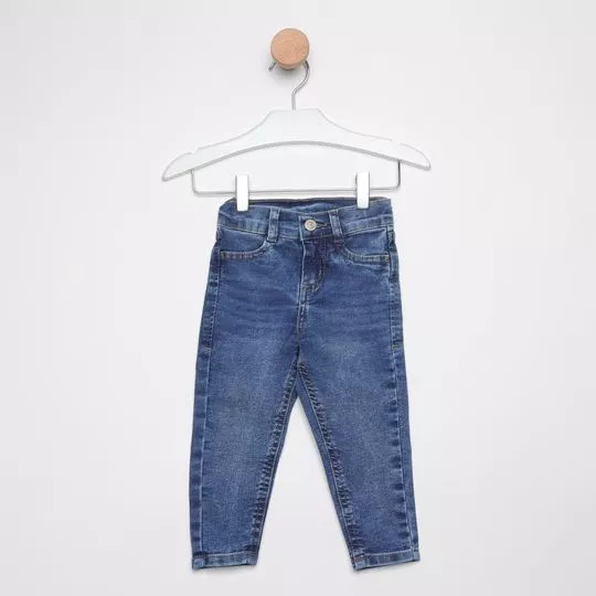 Calça Jeans Skinny Com Recortes- Azul Escuro- Hering Kids