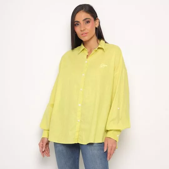 Camisa Lisa- Verde Limão- Guess