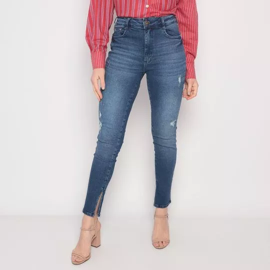 Calça Jeans Kim® Estonada- Azul Escuro- Colcci