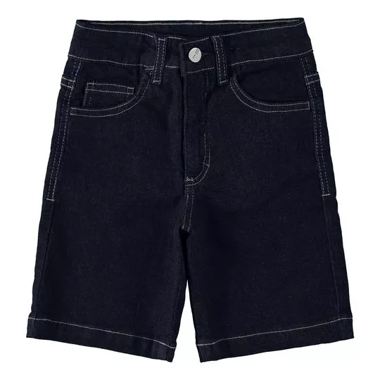 Bermuda Jeans Com Recortes- Azul Escuro- Malwee Infantil