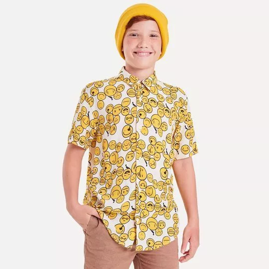 Camisa Emojis- Off White & Amarela- Reserva Mini