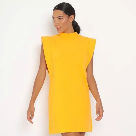Vestido Curto Texturizado- Amarelo Escuro- Forum