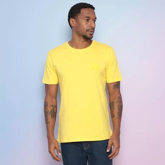 Camiseta Com Bordado- Amarela- Acostamento