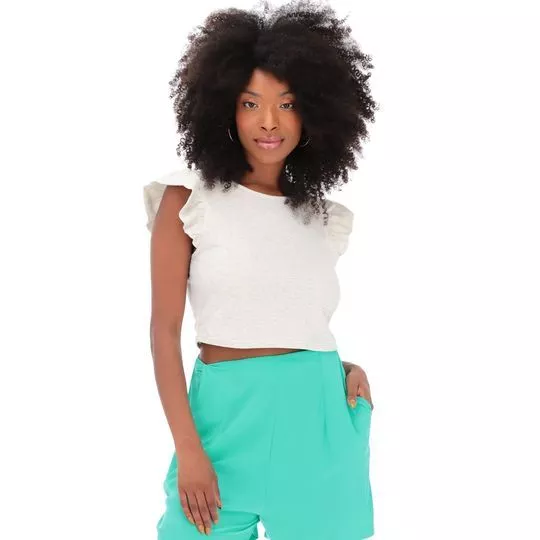 Cropped Liso- Cinza Claro- Dimy