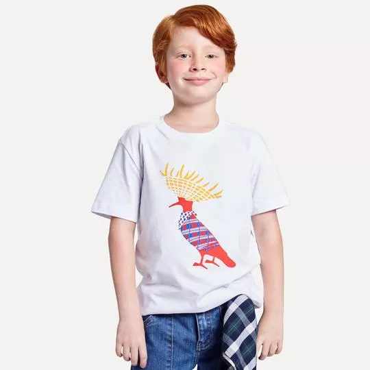 Camiseta Reserva Mini®- Branca & Coral- Reserva Mini