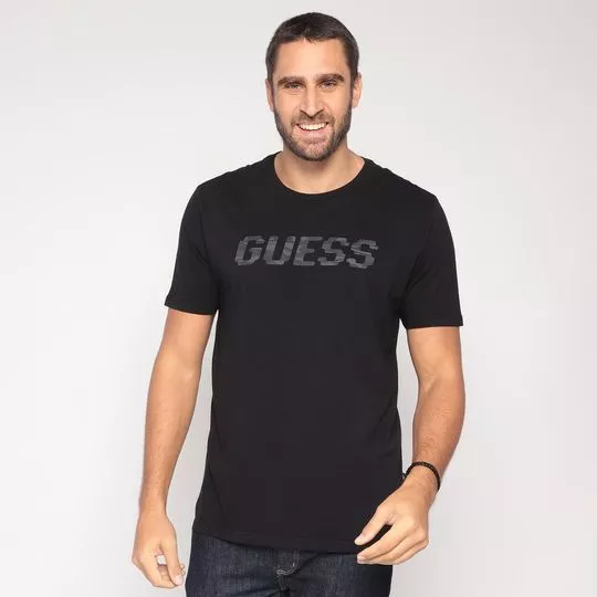 Camiseta Guess®- Preta & Cinza Escuro- Guess
