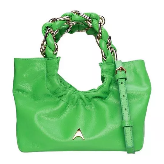 Bolsa De Mão Com Correntes- Verde- 21x18x5cm
