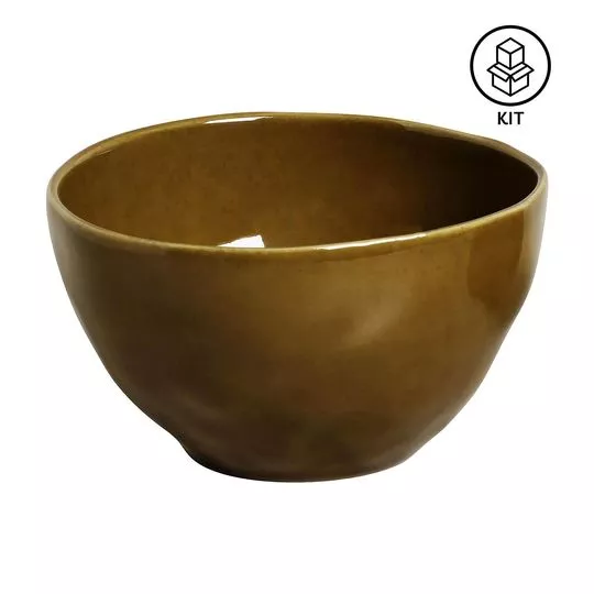 Jogo De Bowls Orgânico- Amarelo Escuro- 6Pçs- 558ml- Porto Brasil