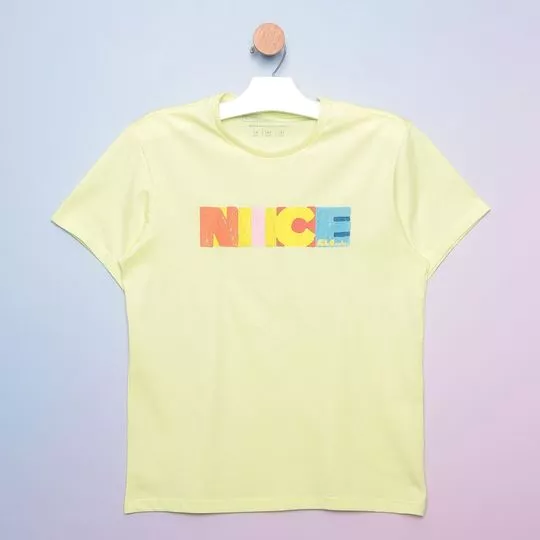 Camiseta Nice- Amarelo Claro & Coral- Colcci