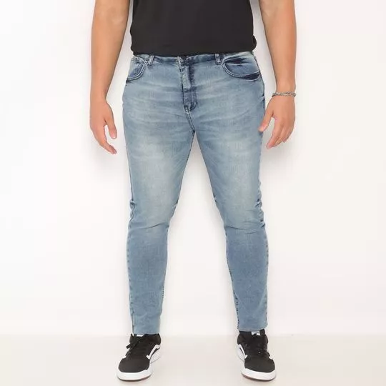 Calça Jeans Super Skinny Com Bolsos- Azul- M. Officer