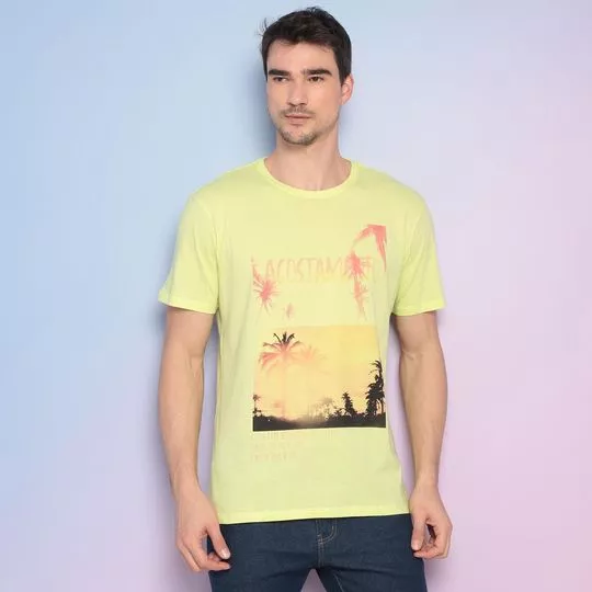 Camiseta Acostamento®- Verde limão & Rosa- Acostamento