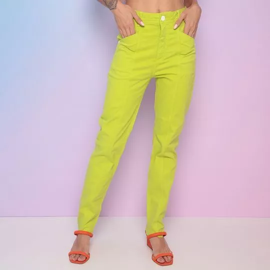 Calça Skinny Em Sarja- Verde Limão- ZINCO