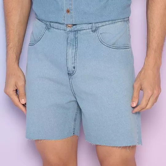 Bermuda Jeans Com Recortes- Azul- Iódice