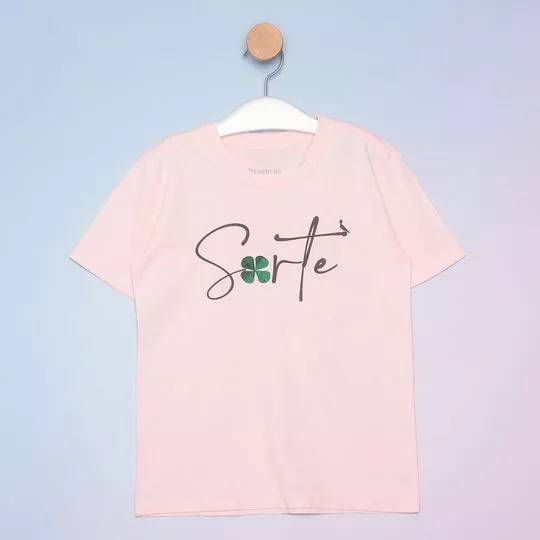 Camiseta Infantil Sorte- Rosa Claro & Cinza Escuro- Reserva Mini
