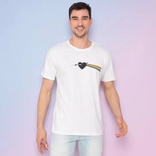 Camiseta Arco - Iris- Off White & Preta- Reserva