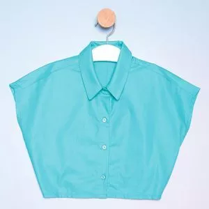 Camisa Cropped Com Recortes<BR>- Azul<BR>- Acostamento