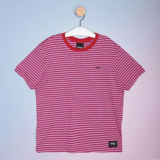 Camiseta Listrada- Rosa & Vermelha- Colcci