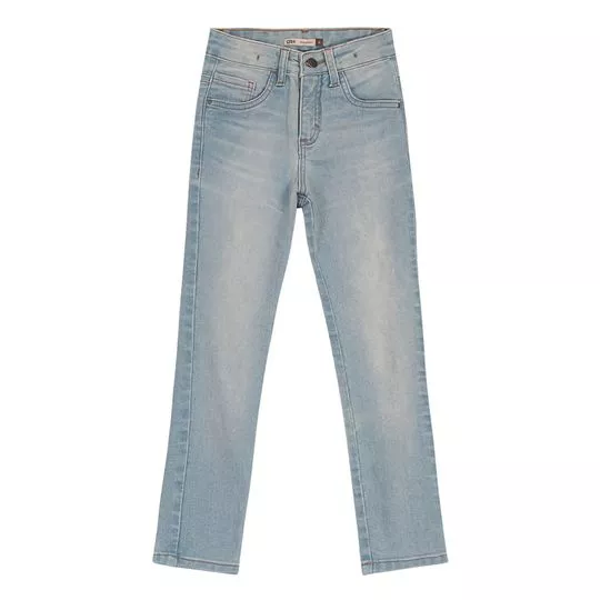 Calça Jeans Reta Estonada- Azul Claro- Carinhoso