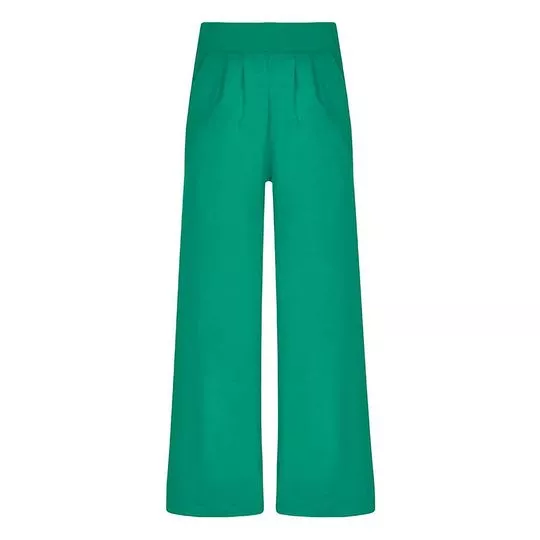 Calça Pantalona Com Pregas- Verde Água- Lupo