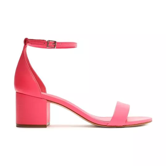 Sandália Em Couro- Pink- Salto: 6cm- Schutz