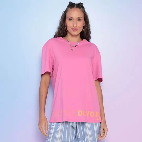 Camiseta Com Inscrições- Rosa & Amarela- Living
