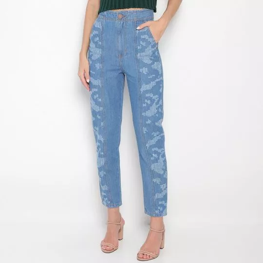 Calça Jeans Mom Com Puídos- Azul- ZINCO