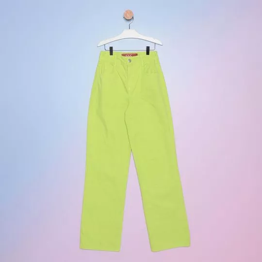 Calça Pantalona- Verde Limão- Colcci